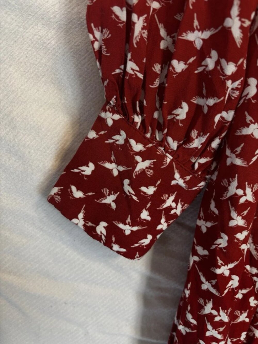 Free People Red Floral Wrap Dress Boho Cottagecore Midi Size 8